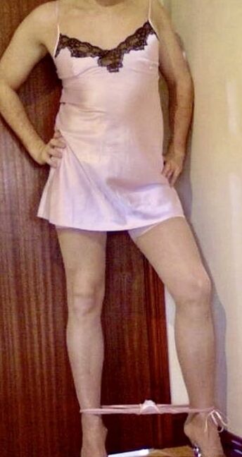 Pink Satin Cami and Stockings