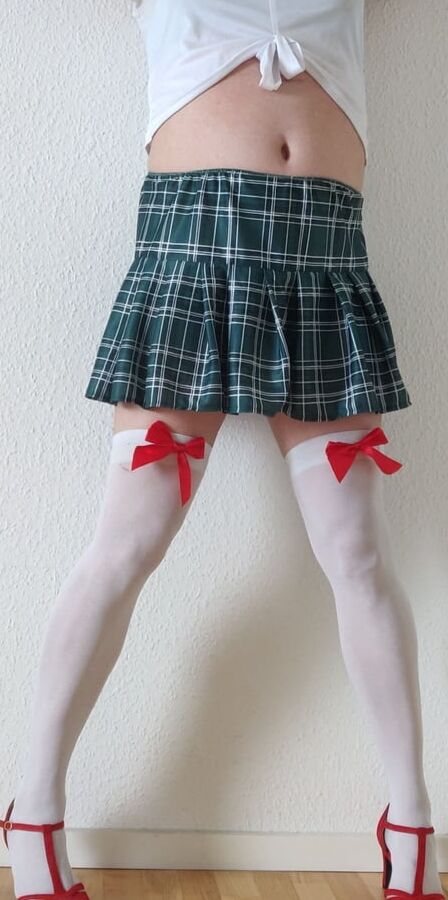 Sissy MaxyMalya in Schoolgirl outfit and Heels