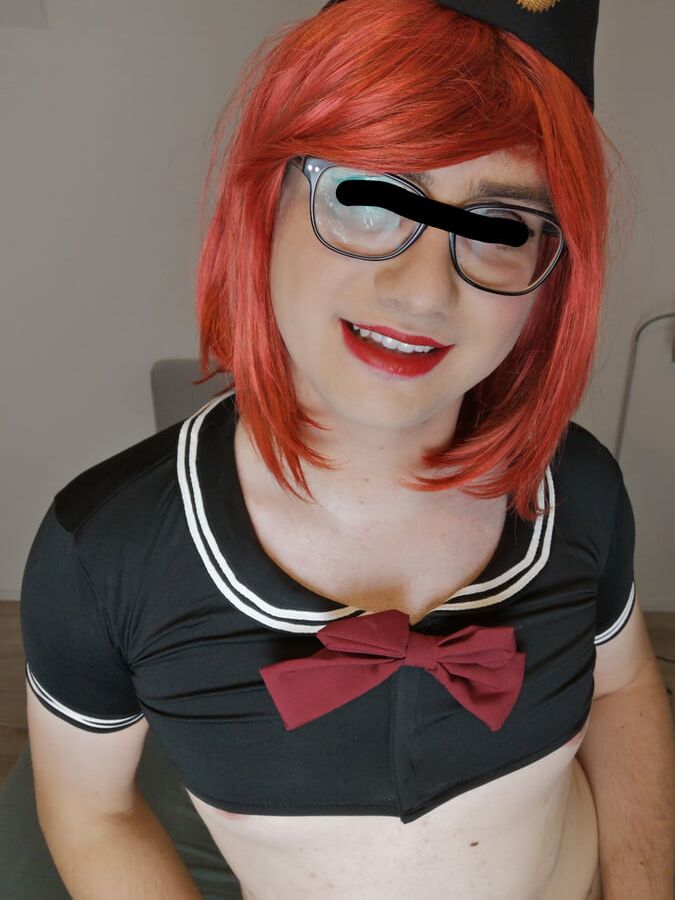 Red haired navy officer sissy