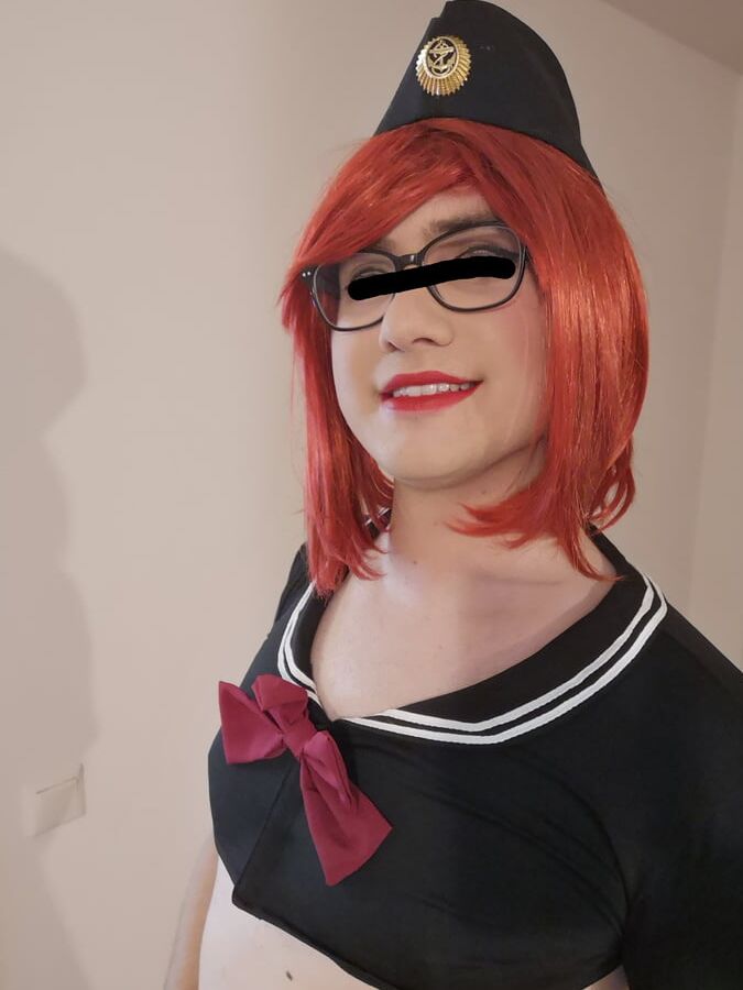 Red haired navy officer sissy