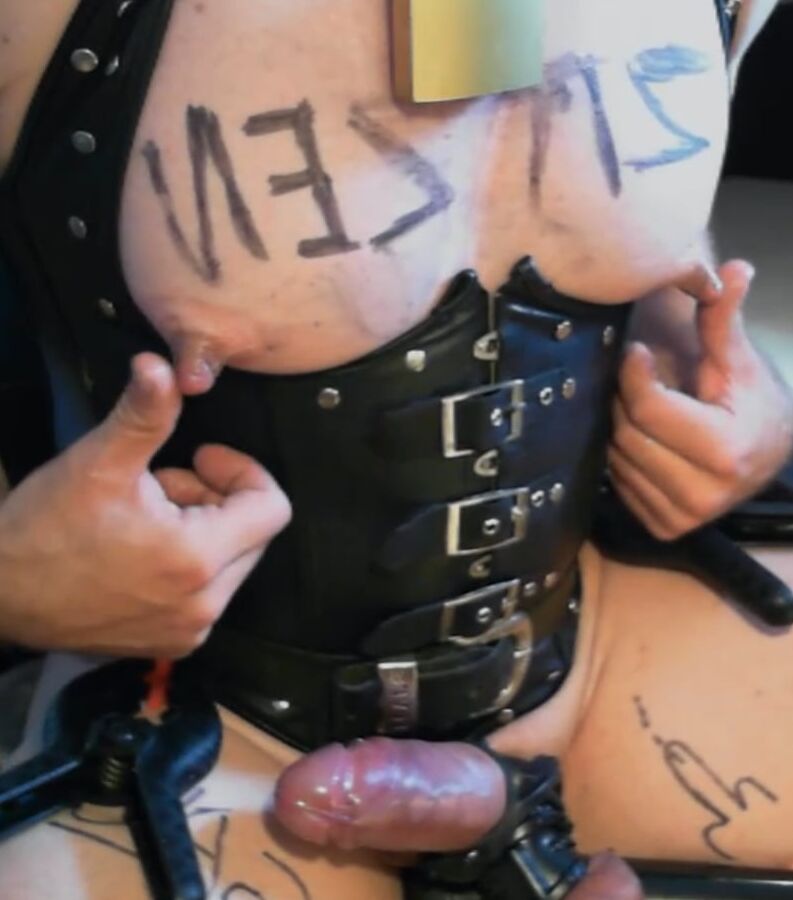 Extreme pumped nipple teats sissy slave bitch