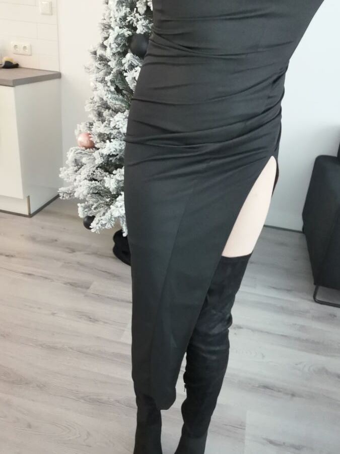 My new dress and thigh high boots