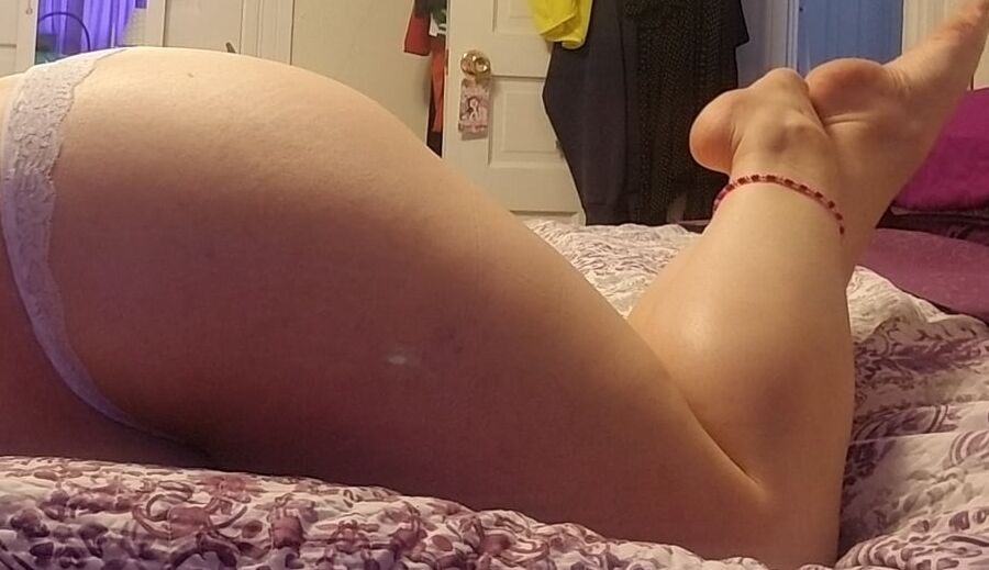 White lace panties on a nice round ass bored housewife milf