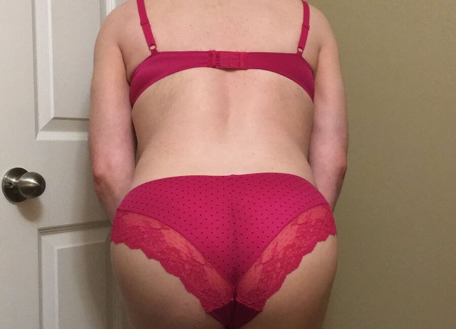 Crossdresser in Little Pink Bra and Panties