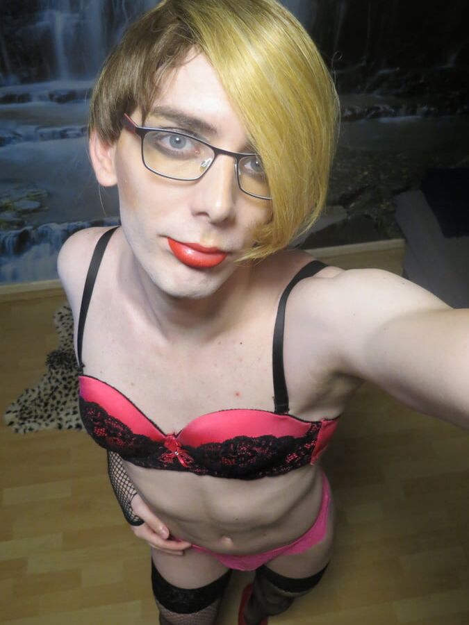 Sissy Faggot Dressed In Pink