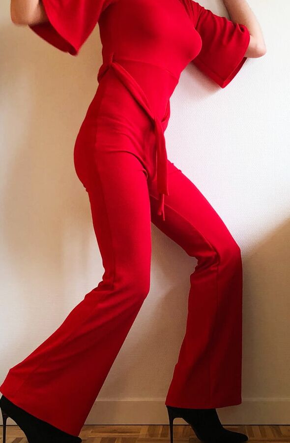 Red tight jumpsuit