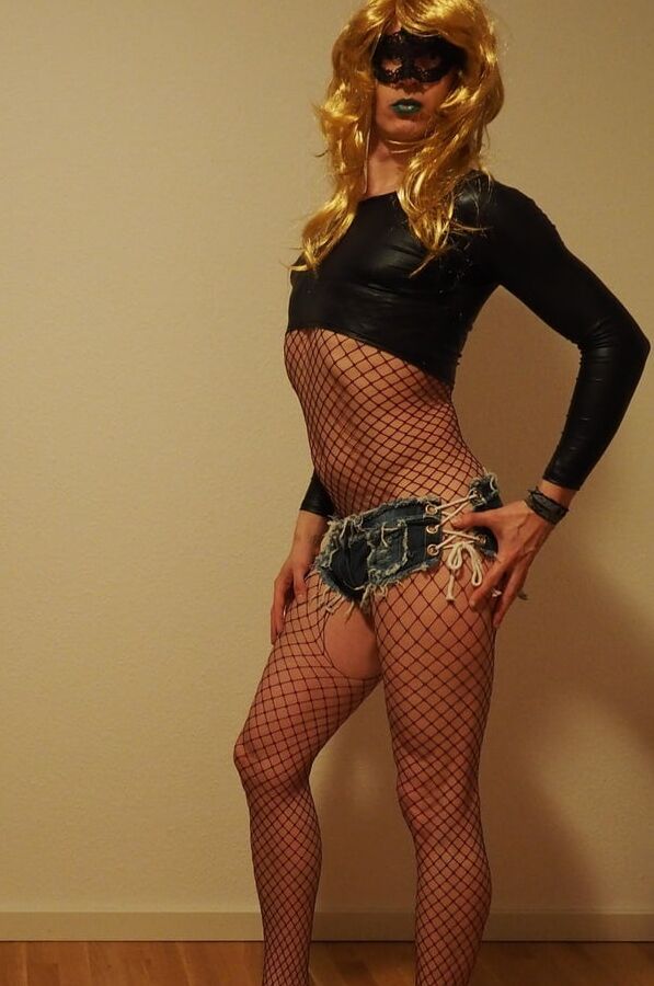 posing in hot pants