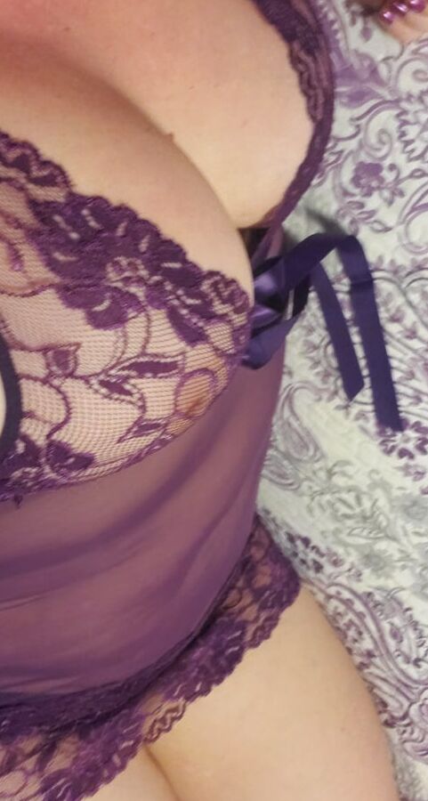 New nightie = new Sexy milf photoshoot purple lace lingerie