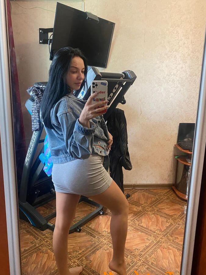 Pregnant Brunette In Sheer Pantyhose
