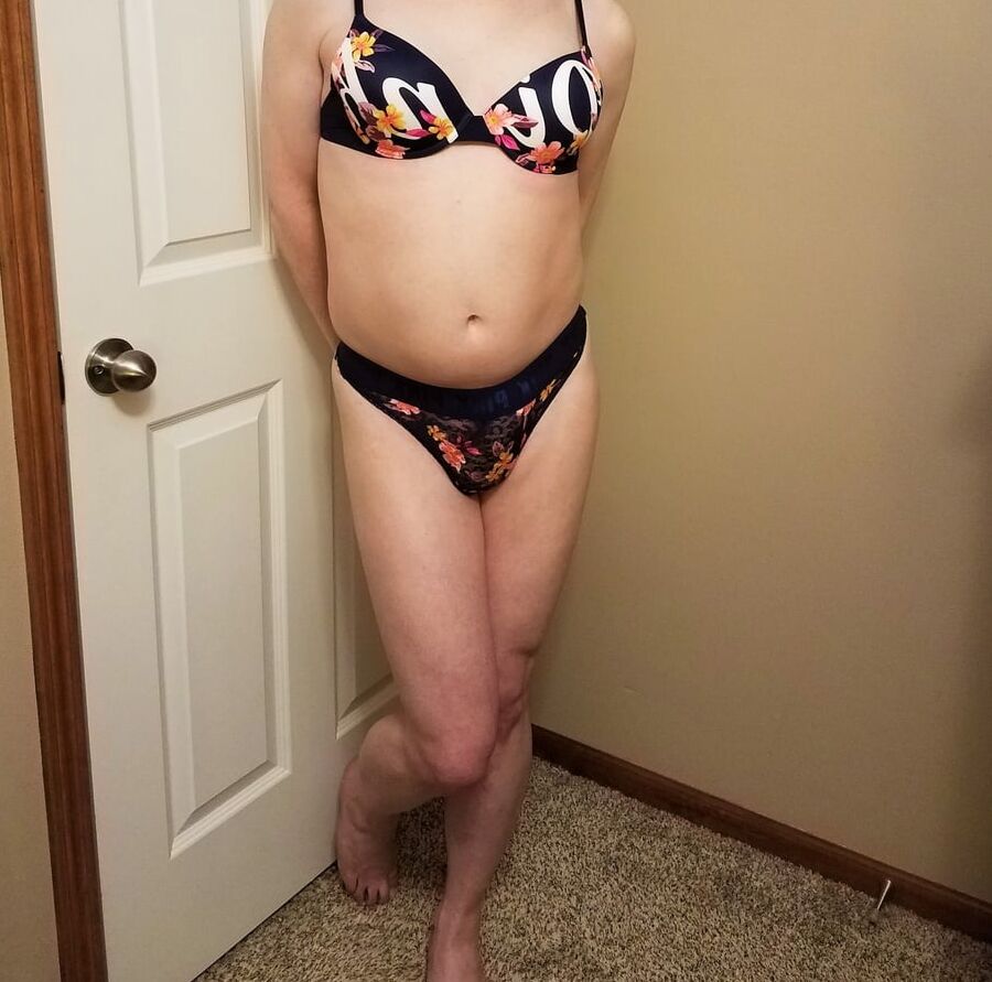 Girly Crossdresser Wearing VS Panties and Bra