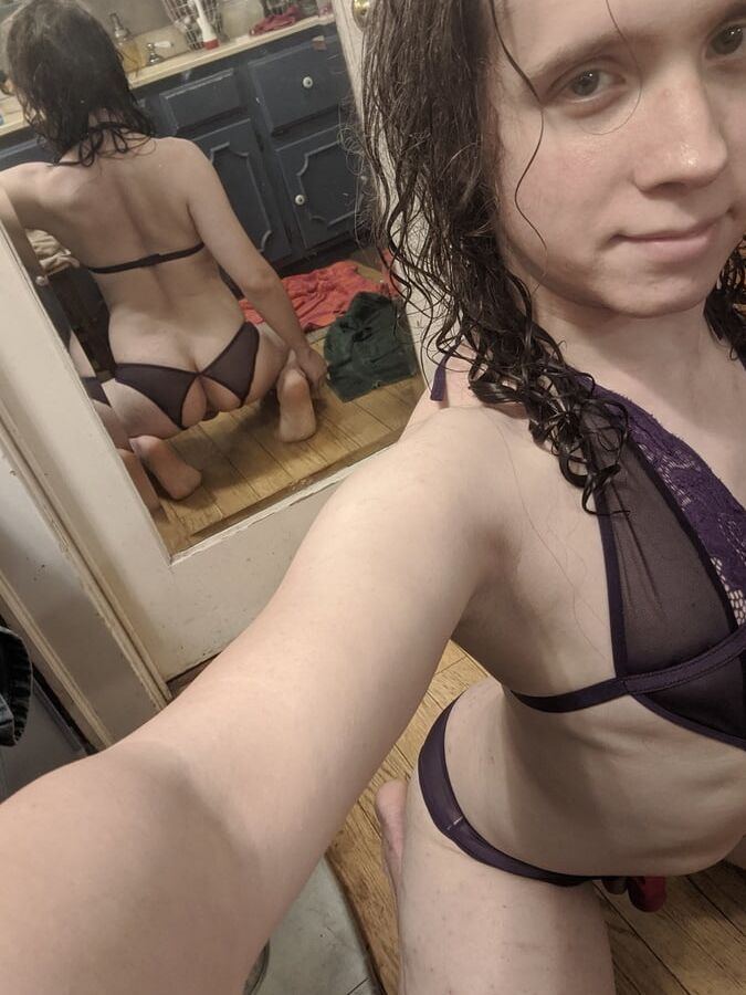 Purple Crotchless Lace and Chastity