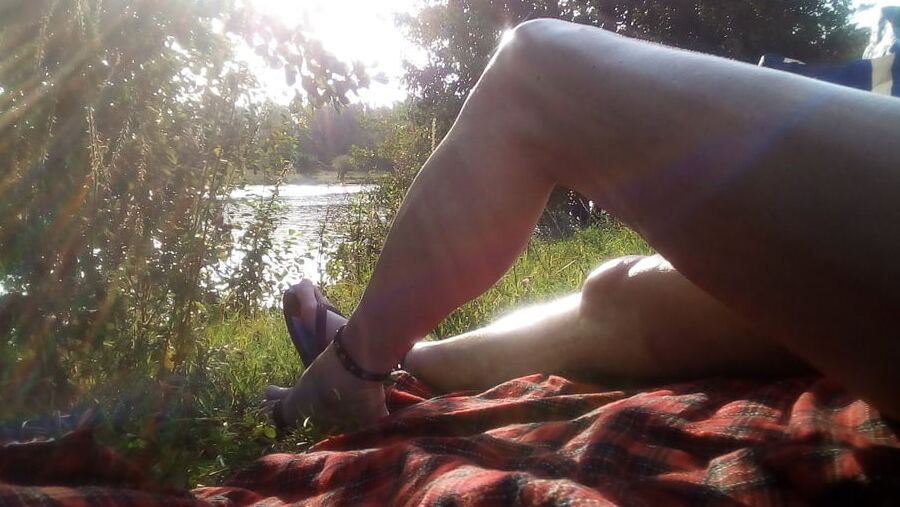 At the lake in my shorts.