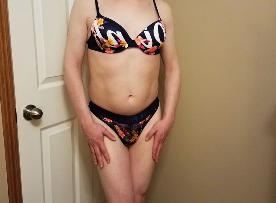 Girly Crossdresser Wearing VS Panties and Bra