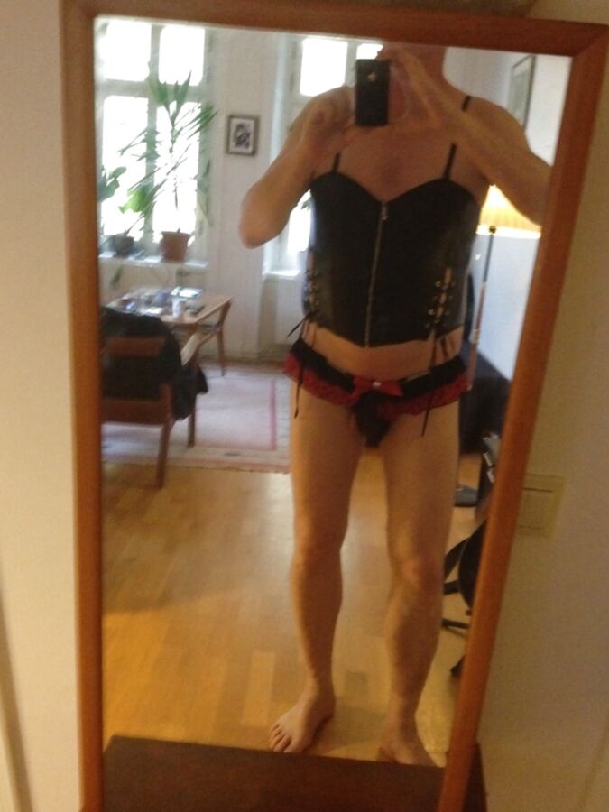 me in leather corset