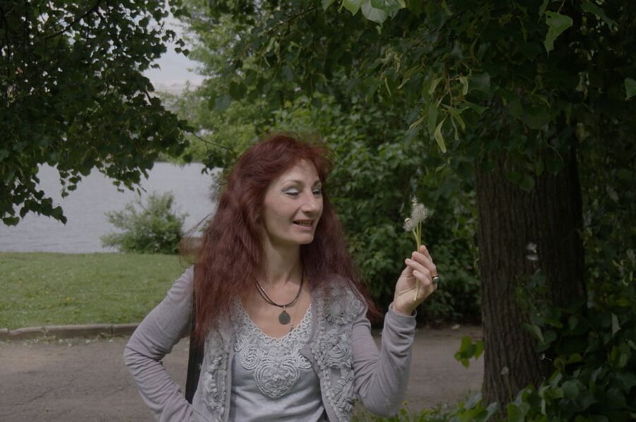 With dandelion flowers