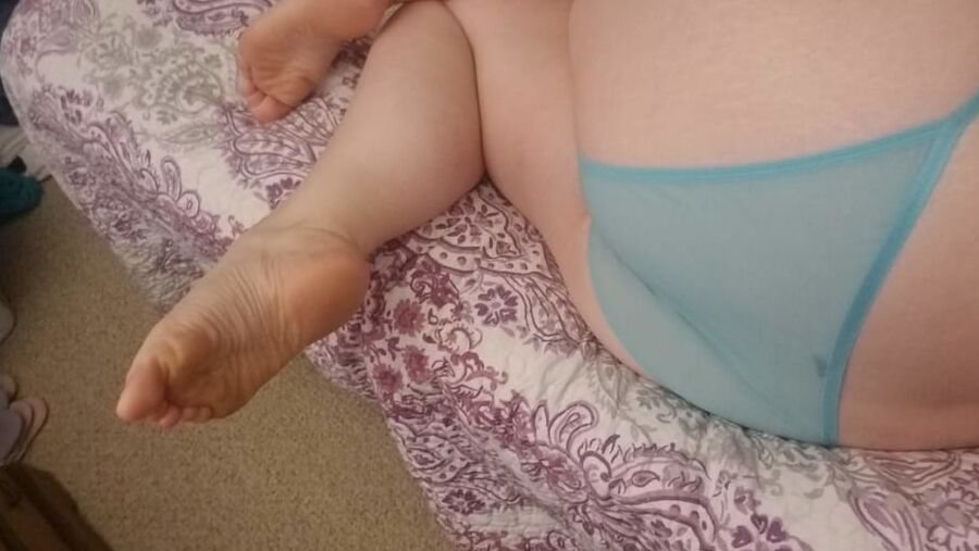 Blue lace panty tease bored housewife milf bbw