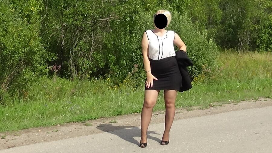 my ass in black pantyhose in nature