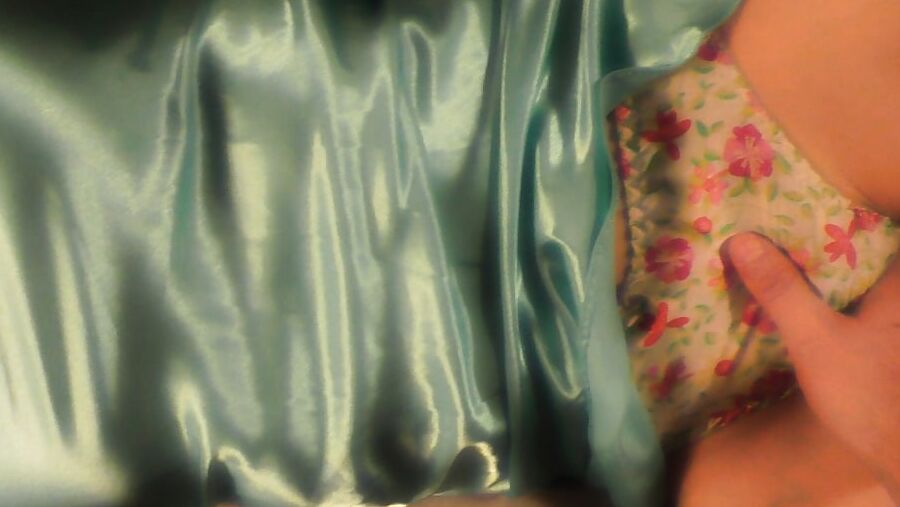 Turquoise silk satin slip and satin panties