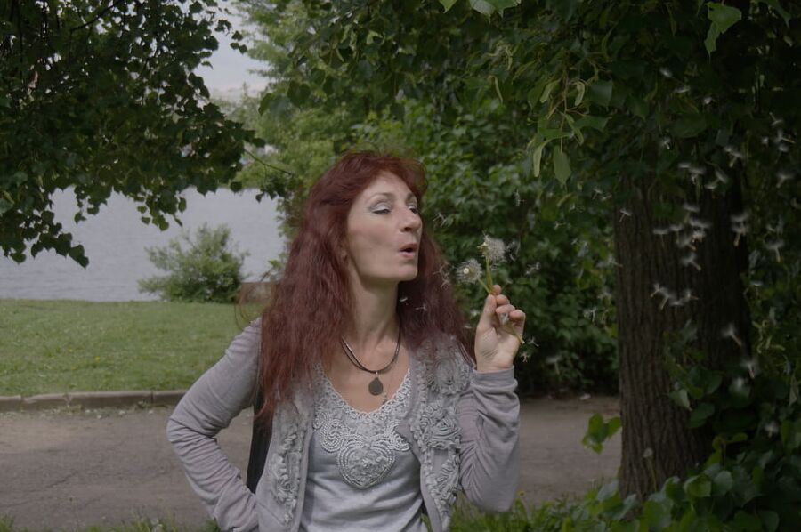 With dandelion flowers