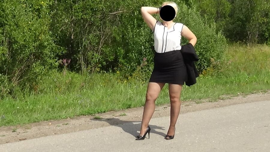 my ass in black pantyhose in nature