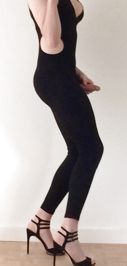 Black bodysuit &amp; high heels