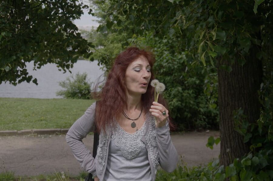 With dandelion flowers