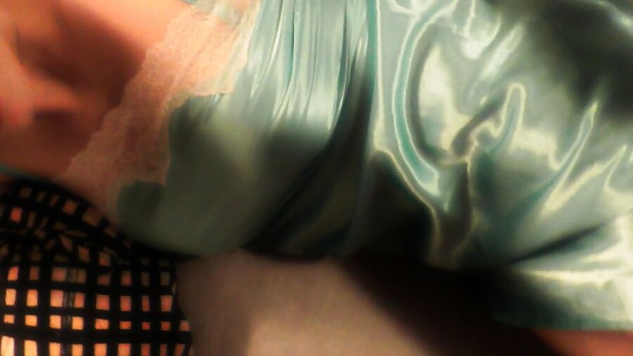 Turquoise silk satin slip and satin panties