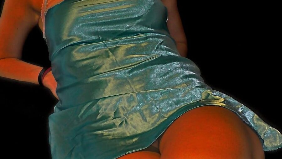 Turquoise silk satin slip and satin panties