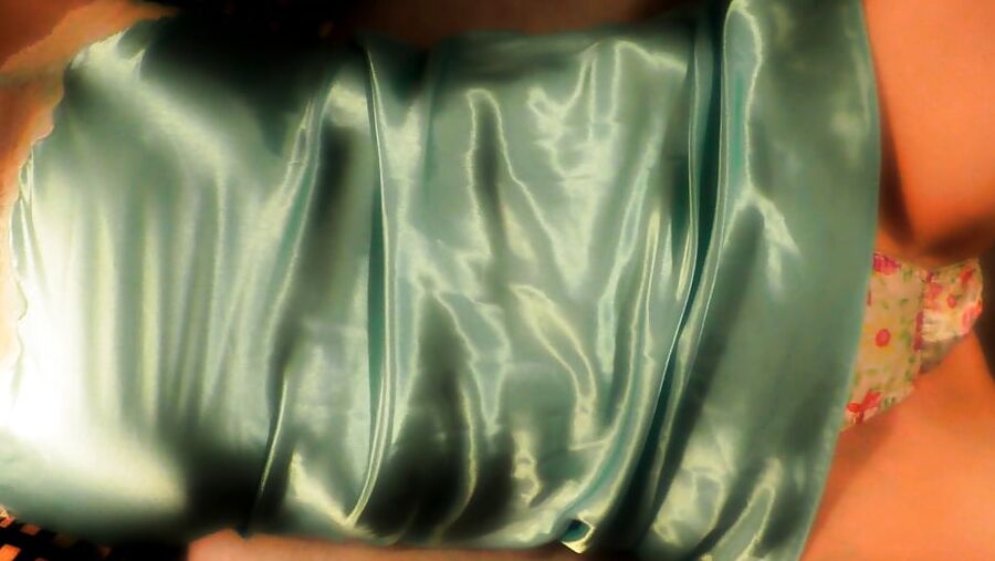 Turquoise silk satin slip and satin panties