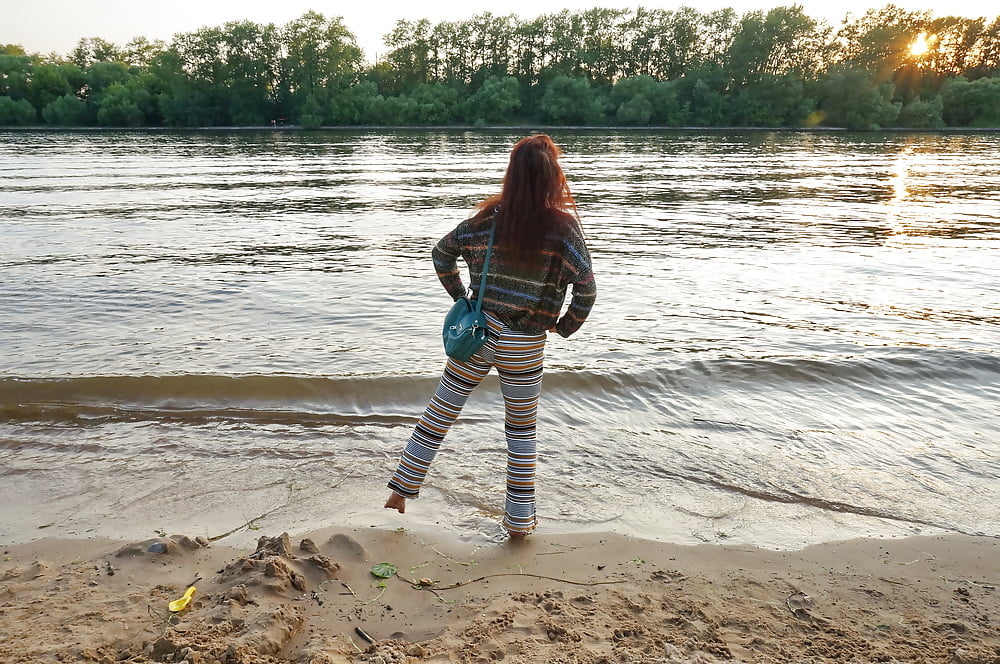 In AKIRA pants near Moscow-river in evening