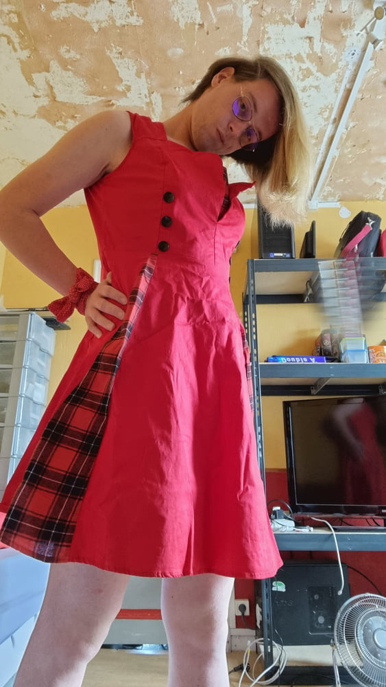 s style red dress