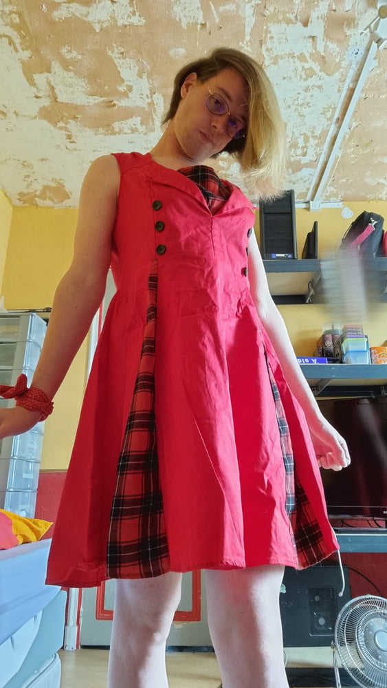 s style red dress