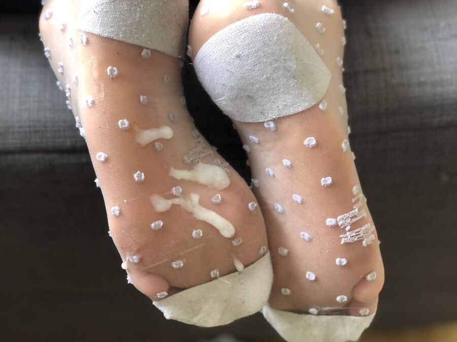 Wife socks and cum
