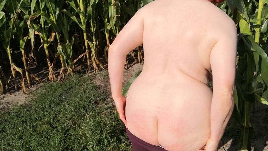 Naked whipping in cornfield