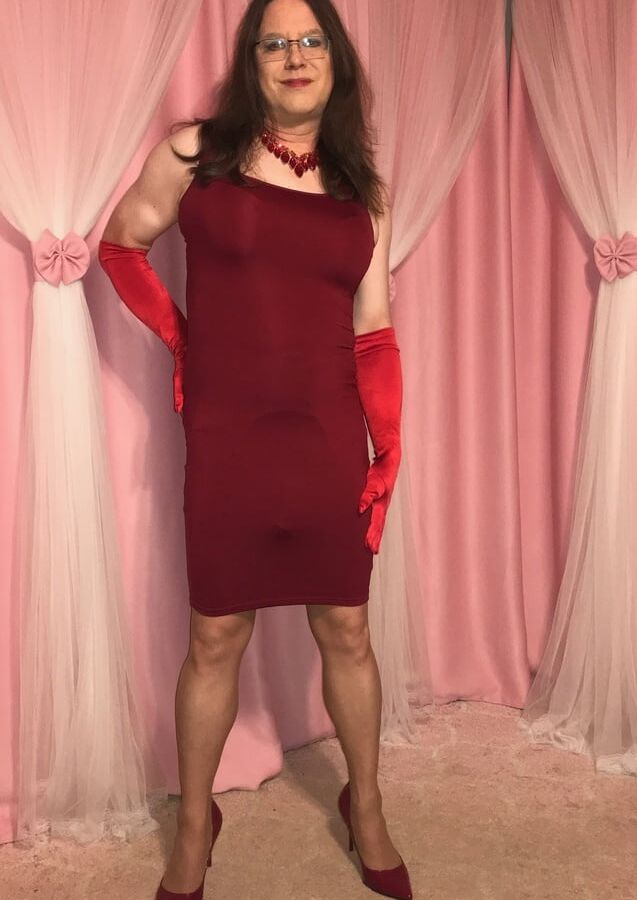 Joanie - Wine Red Pencil Dress