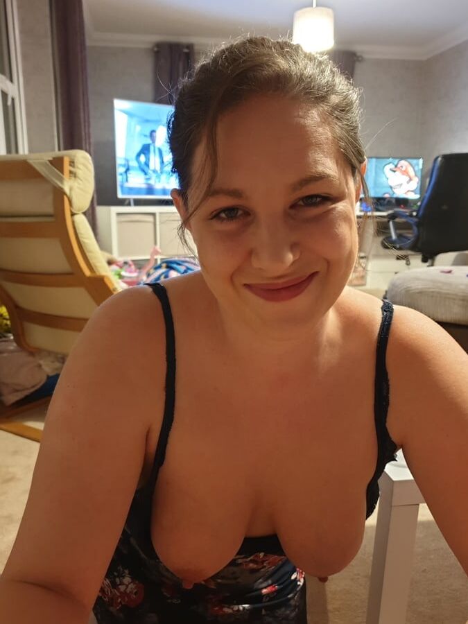 UK sexy slut wife spread in the kitchen