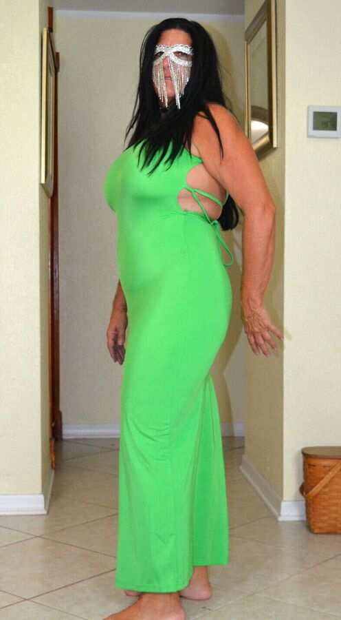 My Fuck Toy in Green Dress Fantasy Fest