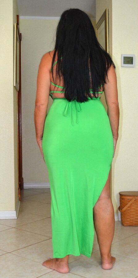 My Fuck Toy in Green Dress Fantasy Fest