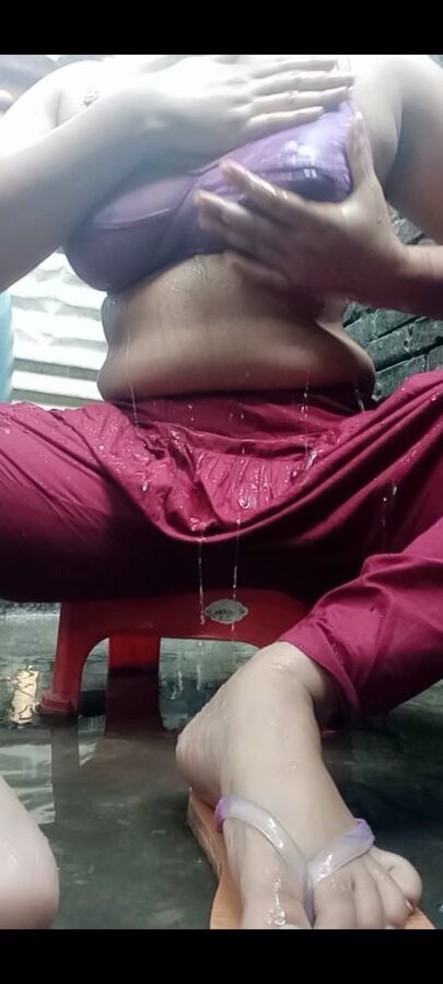 Sexy girl bathing