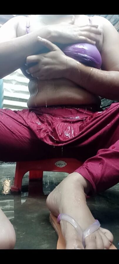 Sexy girl bathing