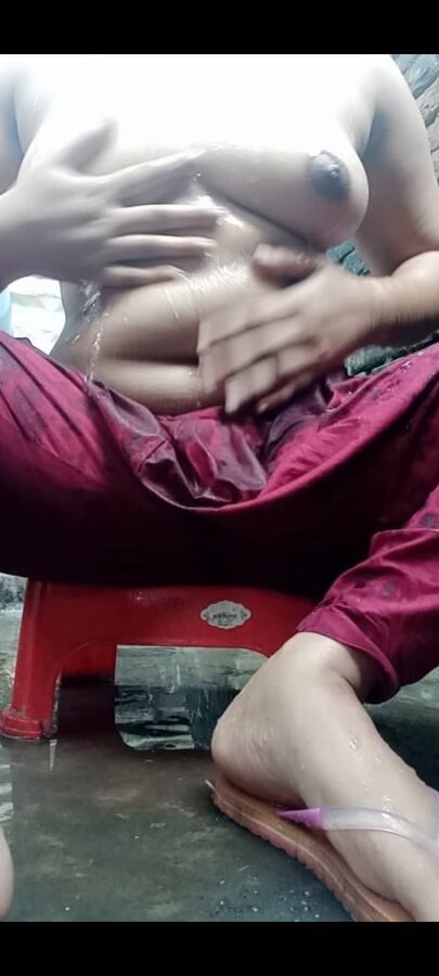 Sexy girl bathing
