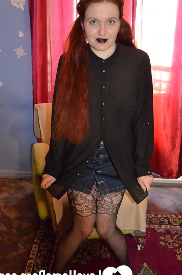 Horny redhead wife teases in hot lingerie