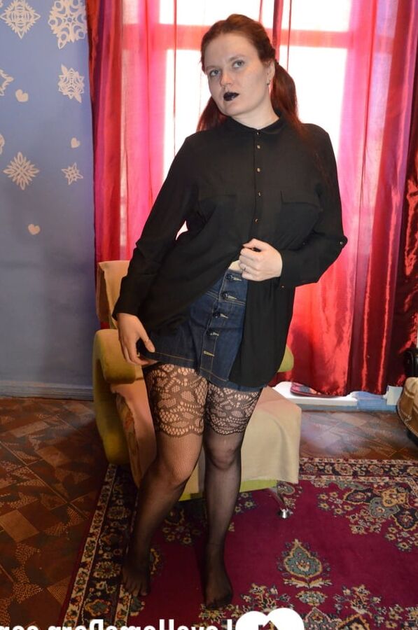 Horny redhead wife teases in hot lingerie