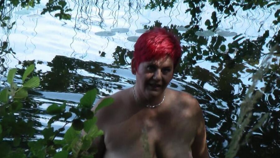 Secretly naked at the lake