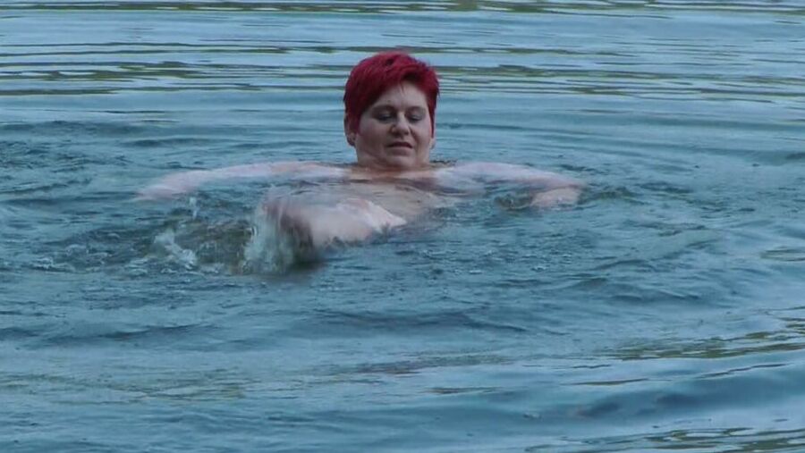 Secretly naked at the lake