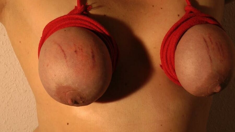 Spanking punishment on my big tits