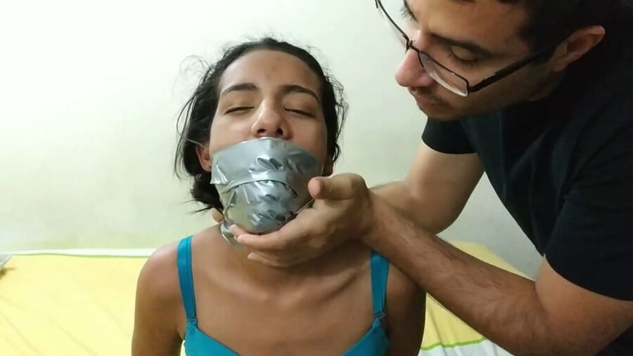 Duct Tape Bound And Gagged Bondage Girls Tied Naked On Bed