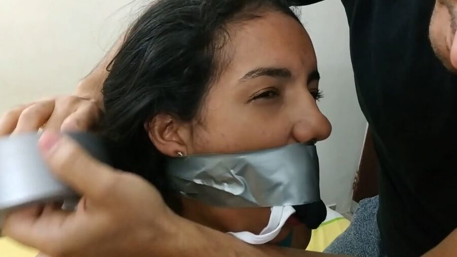 Duct Tape Bound And Gagged Bondage Girls Tied Naked On Bed