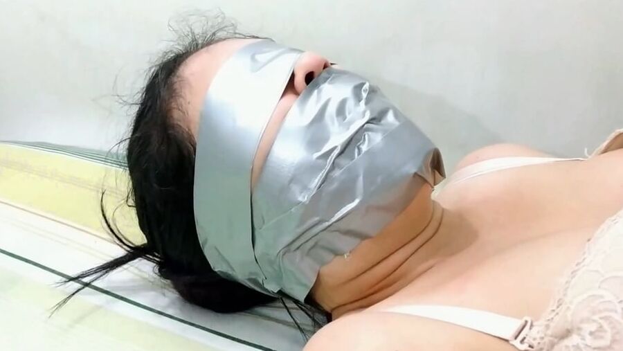 Duct Tape Bound And Gagged Bondage Girls Tied Naked On Bed