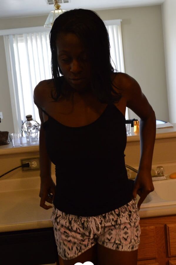 Ebony woman shows off both sides of her